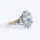 Rare Georgian 15ct Gold & Rock Crystal cluster Ring