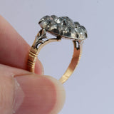 Rare Georgian 15ct Gold & Rock Crystal cluster Ring