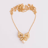 Vintage 18ct Gold & Diamond Bow Pendant on Chain