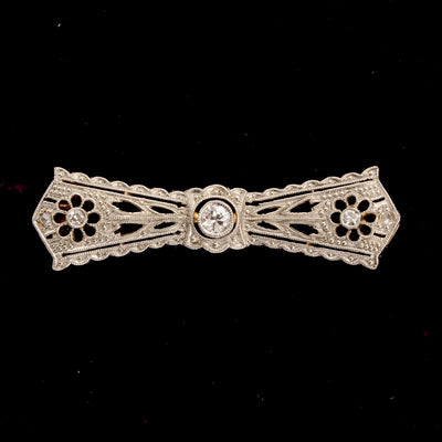 Art Deco Bow Pin Brooch
