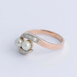 Art Nouveau 18ct Gold, Diamond & Pearl Ring