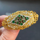 Georgian 18ct Gold, Enamel & Emerald Brooch