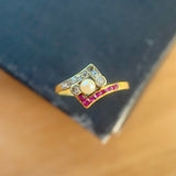 Art Deco 18ct Gold, Ruby & Diamond Ring