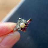 Art Deco 18ct Gold, Ruby & Diamond Ring