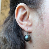 Vintage 18ct Gold Tahitian Pearl Drop Earrings