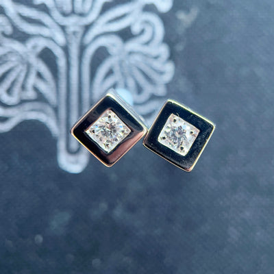 Vintage 18ct Gold & Diamond Earrings