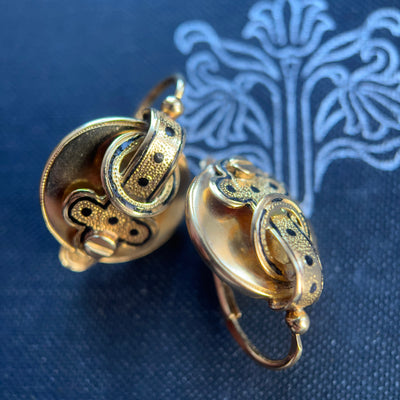 Victorian 19ct Gold, Buckle Earrings