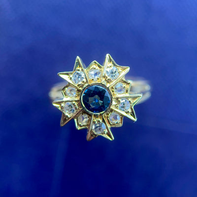 Vintage 18ct Gold, Sapphire & Diamond Star Ring
