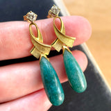 Vintage Jade & Diamond Drop Earrings