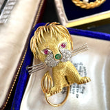 Vintage 18ct Gold Dishevelled Lion Brooch