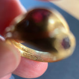 Edwardian 18ct Gold Double Snake Ring set with Garnets