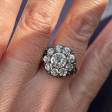 Rare Georgian 15ct Gold & Rock Crystal cluster Ring