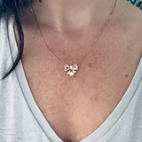 Vintage 18ct Gold & Diamond Bow Pendant on Chain