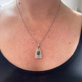 Art Deco Platinum Emerald & Diamond Pendant