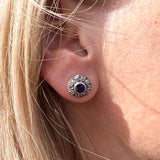 Victorian Sapphire Diamond Cluster Earrings