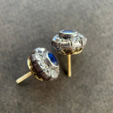 Victorian Sapphire Diamond Cluster Earrings