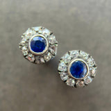 Victorian Sapphire Diamond Cluster Earrings