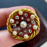 Victorian 18ct Gold, Diamond & Pearl Star Brooch