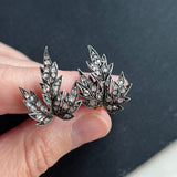 Victorian Leaf Diamond Clip Earrings