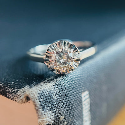 Art Deco 18ct Gold & Platinum, Diamond Engagement Ring