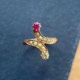 Art Nouveau 18ct Gold, Ruby & Diamond Ring