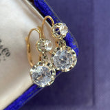 Antique French Dormeuse White Sapphire Drop Earrings