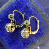 Antique French Dormeuse White Sapphire Drop Earrings