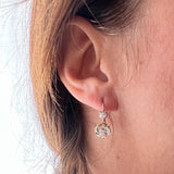 Antique French Dormeuse White Sapphire Drop Earrings