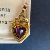 Edwardian 9ct Gold Amethyst & Pearl Heart Pendant