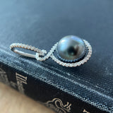 Vintage Tahitian Pearl & Diamond 18ct Gold Pendant