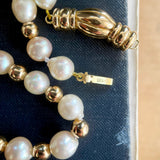 Vintage Akoya Pearl Necklace with 18ct Gold Beads & Clasp