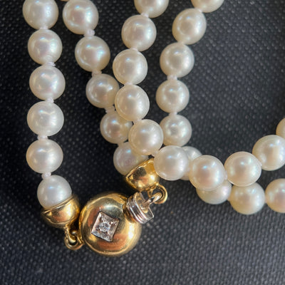 Vintage Akoya Pearl Necklace with an 18ct Gold Clasp