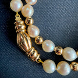 Vintage Akoya Pearl Necklace with 18ct Gold Beads & Clasp