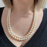 Vintage Akoya Pearl Necklace with 18ct Gold Cabochon Emerald Clasp