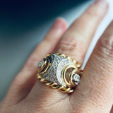Retro 1940s 18ct Gold & Platinum Cocktail Diamond Ring