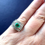 Vintage 18ct Gold Emerald & Diamond Ring