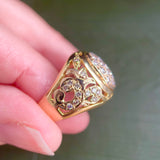 Vintage 18ct Gold & Diamond Dome Ring