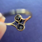 Art Nouveau "Toi & Moi" Diamond & Pearl Ring