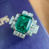 Art Deco Platinum, Emerald Doublet & Diamond Ring