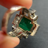 Art Deco Platinum, Emerald Doublet & Diamond Ring