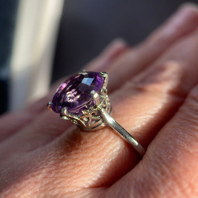 Art Deco Platinum Solitaire Amethyst Ring
