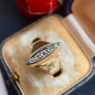 Retro Marquise 18ct Gold Diamond Ring