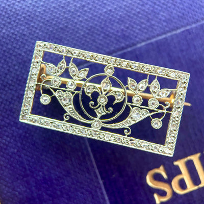 Edwardian Platinum & Gold, Diamond Brooch