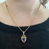 Edwardian 9ct Gold Amethyst & Pearl Heart Pendant