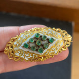 Georgian 18ct Gold, Enamel & Emerald Brooch