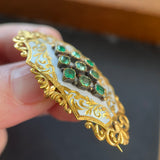 Georgian 18ct Gold, Enamel & Emerald Brooch