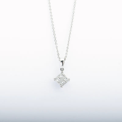 0.25 ctw Natural Diamond Princess-cut Invisible-set Square Pendant