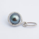 Vintage Tahitian Pearl & Diamond 18ct Gold Pendant