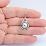 Vintage Tahitian Pearl & Diamond 18ct Gold Pendant