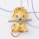 Vintage 18ct Gold Dishevelled Lion Brooch